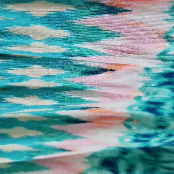 Kenneth Cole Reaction Strapless Maxi Dress Women's XL Ikat Boho Colorful Beach - Picture 5 of 9